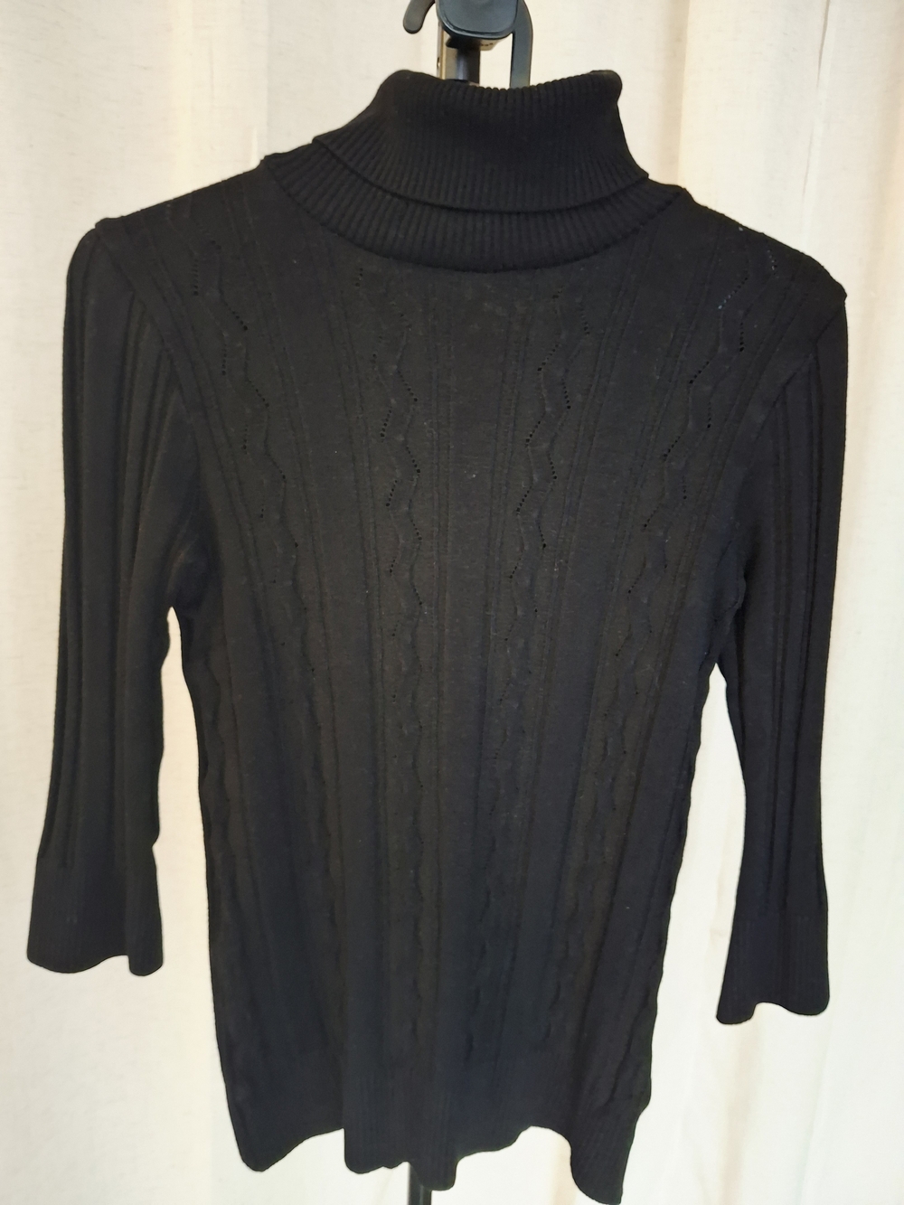 bebe Black Cable-Knit Turtleneck Sweater